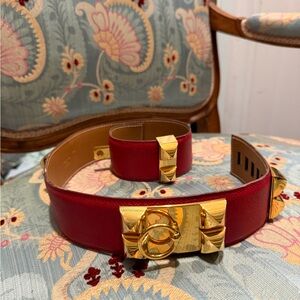 Hermes Red and Gold Women's Belt